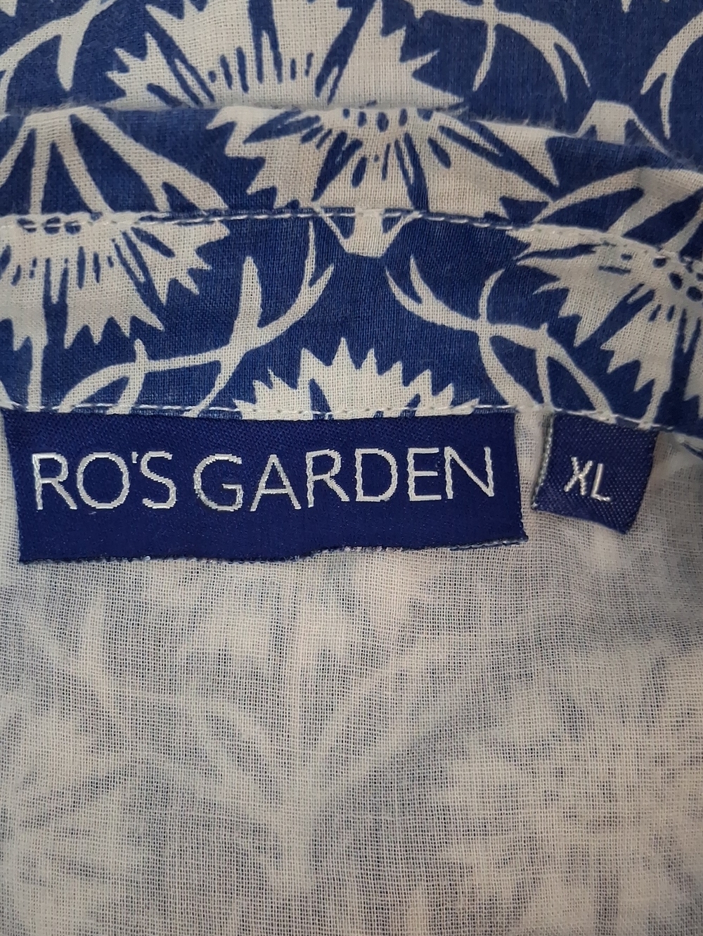 Ro's Garden Blue White Floral Cotton Button Front Tunic Top XL - Picture 6 of 8